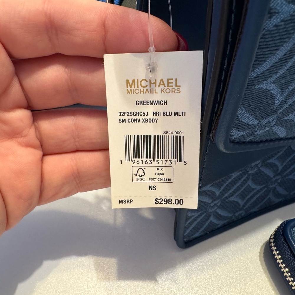 Michael Kors Navy Patterned Crossbody Bag - Picture 3 of 6